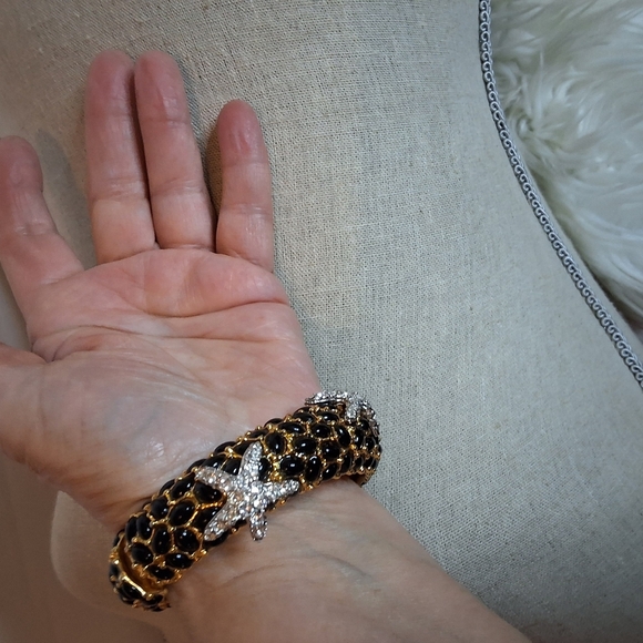 Vintage Rare KJL Black Mosaic Starfish Bracelet - Picture 9 of 14